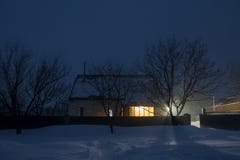 Winter House Night Lights Light new year royalty free stock photo Winter House Night Lights Light new year royalty free stock photo