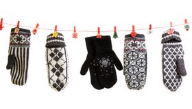 Winter Knitted Gloves Hang Stock Photography Winter Knitted Gloves Hang Stock Photography