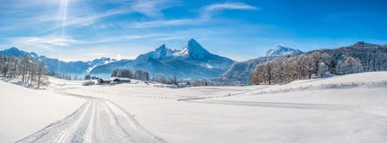 Winter landscape in the Bavarian Alps with Watzmann massif, Germany stock photos Winter landscape in the Bavarian Alps with Watzmann massif, Germany stock photos
