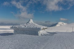 Winter landscape of Krkonose Mountains with Snezka Hill. Beautiful winter landscape Krkonos on a sunny day. Royalty Free Stock Photo Winter landscape of Krkonose Mountains with Snezka Hill. Beautiful winter landscape Krkonos on a sunny day. Royalty Free Stock Photo