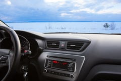 Winter Landscape Of The Interior Car Royalty Free Stock Images