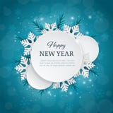 Winter modern abstract background with a cutout 3D paper circle shape label, snowflakes and Christmas tree branches. royalty free illustration Winter modern abstract background with a cutout 3D paper circle shape label, snowflakes and Christmas tree branches. royalty free illustration