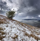 Winter mountain landscape at sunset stock photo Winter mountain landscape at sunset stock photo