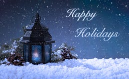 Christmas Scene With Happy Holidays Text