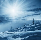 Winter Scene In Mountains Royalty Free Stock Photography