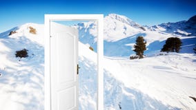 Winter Version Of Door To New World Stock Photo