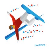 Wintersporten - snowboard halfpipe Het beeldverhaal snowboarder presteert Royalty-vrije Stock Afbeelding Wintersporten - snowboard halfpipe Het beeldverhaal snowboarder presteert Royalty-vrije Stock Afbeelding