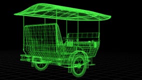 Wire-frame view of Tuk Tuk In Asia fully 3D rendered. vector illustration Wire-frame view of Tuk Tuk In Asia fully 3D rendered. vector illustration