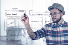 Wireframe развития вебсайта чертежа сети дизайнерское стоковое изображение Wireframe развития вебсайта чертежа сети дизайнерское стоковое изображение