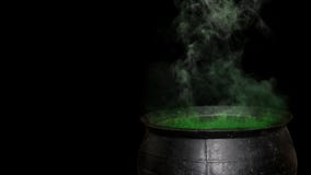 Witch Cauldron Smoking Green Close-Up 4K Loop