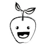 Witte achtergrond met zwart-wit vaag silhouet van het glimlachen van het fruit van de beeldverhaalappel royalty-vrije illustratie Witte achtergrond met zwart-wit vaag silhouet van het glimlachen van het fruit van de beeldverhaalappel royalty-vrije illustratie