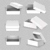 Witte lege vierkante open doos in verschillende posities vectorreeks royalty-vrije illustratie Witte lege vierkante open doos in verschillende posities vectorreeks royalty-vrije illustratie