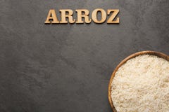 Witte organische ruwe rijst - sativa Oryza stock afbeelding Witte organische ruwe rijst - sativa Oryza stock afbeelding