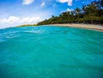 Wittebroodswekenstrand in St John Caraïbisch USVI, Het strand van het paradijs in de Caraïben stock afbeeldingen Wittebroodswekenstrand in St John Caraïbisch USVI, Het strand van het paradijs in de Caraïben stock afbeeldingen