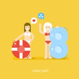 Wodny park dwa dziewczyny chcą iść pływać ilustracja wektor Wodny park dwa dziewczyny chcą iść pływać ilustracja wektor