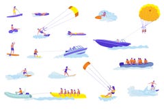 Wodnych sportów kreskówki wektorowe ilustracje ustawiać ilustracja wektor Wodnych sportów kreskówki wektorowe ilustracje ustawiać ilustracja wektor