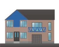 Wohnungsbaufassadenarchitektur Vektorillustration Flache Art lizenzfreie abbildung Wohnungsbaufassadenarchitektur Vektorillustration Flache Art lizenzfreie abbildung