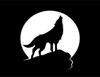 Wolf Howling Banner Black And White Royalty Free Stock Image