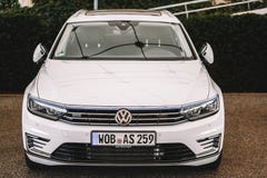 Wolfsburg, Germany - June 19, 2016: Volkswagen VW e-Golf electric car on the city streets
