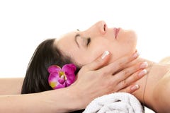 Woman 2 At SPA With Flower Royalty Free Stock Photography