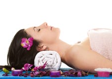 Woman 2 At SPA With Flower Stock Photo