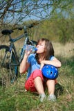 Woman And Bike Stock Images Woman And Bike Stock Images