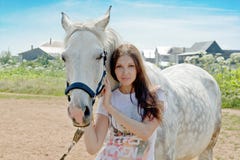 Woman And Horse Royalty Free Stock Photography