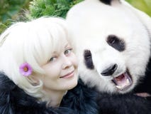 Woman And Panda Royalty Free Stock Photography