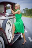 Woman And Vintage Car Royalty Free Stock Image