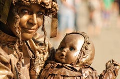 Woman Artist Performing During The International Festival Of Living Statues Stock Photos Woman Artist Performing During The International Festival Of Living Statues Stock Photos