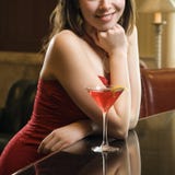 Woman At Bar With Drink. Royalty Free Stock Photo Woman At Bar With Drink. Royalty Free Stock Photo