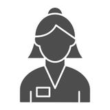 Woman banker solid icon. Bank worker vector illustration isolated on white. Female account manager glyph style design vector illustration Woman banker solid icon. Bank worker vector illustration isolated on white. Female account manager glyph style design vector illustration