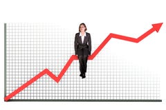 Woman on bar graph Stock Photo Woman on bar graph Stock Photo