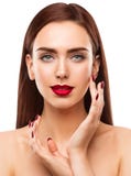 Woman Beauty Makeup Portrait, Beautiful Face, Eyes Lips Nails royalty free stock images Woman Beauty Makeup Portrait, Beautiful Face, Eyes Lips Nails royalty free stock images