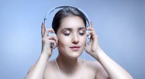 Woman beauty portrait with headphones stock photography Woman beauty portrait with headphones stock photography