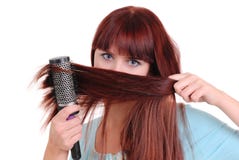 Woman Brushing Her Hair Stock Image