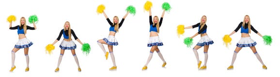 The woman cheerleader isolated on the white Royalty Free Stock Photo The woman cheerleader isolated on the white Royalty Free Stock Photo