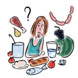 Woman chooses food royalty free illustration Woman chooses food royalty free illustration