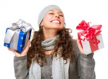 Woman With Christmas Gifts