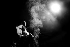 Woman Detective With A Gun Stock Images Woman Detective With A Gun Stock Images