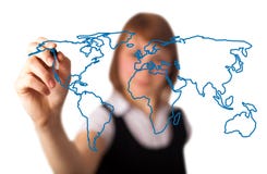 Woman Drawing The World Map In A Whiteboard 3 Royalty Free Stock Photos Woman Drawing The World Map In A Whiteboard 3 Royalty Free Stock Photos