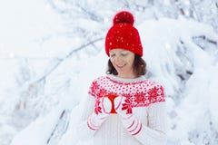 Woman drinks Christmas chocolate. Girl with cocoa royalty free stock photo Woman drinks Christmas chocolate. Girl with cocoa royalty free stock photo