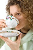 Woman Drinks From A Cup Royalty Free Stock Photo