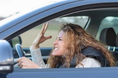 Woman is driving her car stock photos Woman is driving her car stock photos