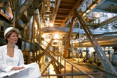 Woman Engineer, Equipment, Cables And Piping Royalty Free Stock Images Woman Engineer, Equipment, Cables And Piping Royalty Free Stock Images