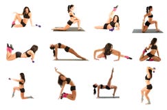 Woman exercising collage - yoga,fitness,pilates