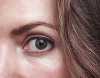 Woman eye close up, close view