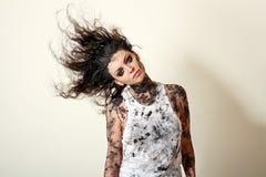 Woman with face and body covered in mud Royalty Free Stock Photo Woman with face and body covered in mud Royalty Free Stock Photo