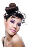 Woman Fashion Hairstyle And Bright Violet Make-up Stock Image Woman Fashion Hairstyle And Bright Violet Make-up Stock Image