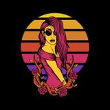 Woman flower sunset Retro vector illustration stock illustration Woman flower sunset Retro vector illustration stock illustration